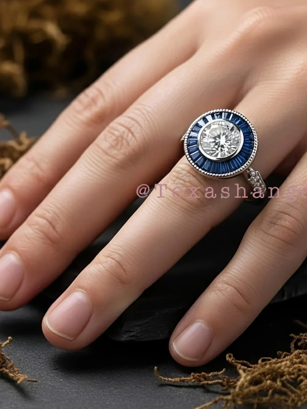 Contessa di Capri Sterling Silver Synthetic Blue Spinel Ring Size 7 NIB
